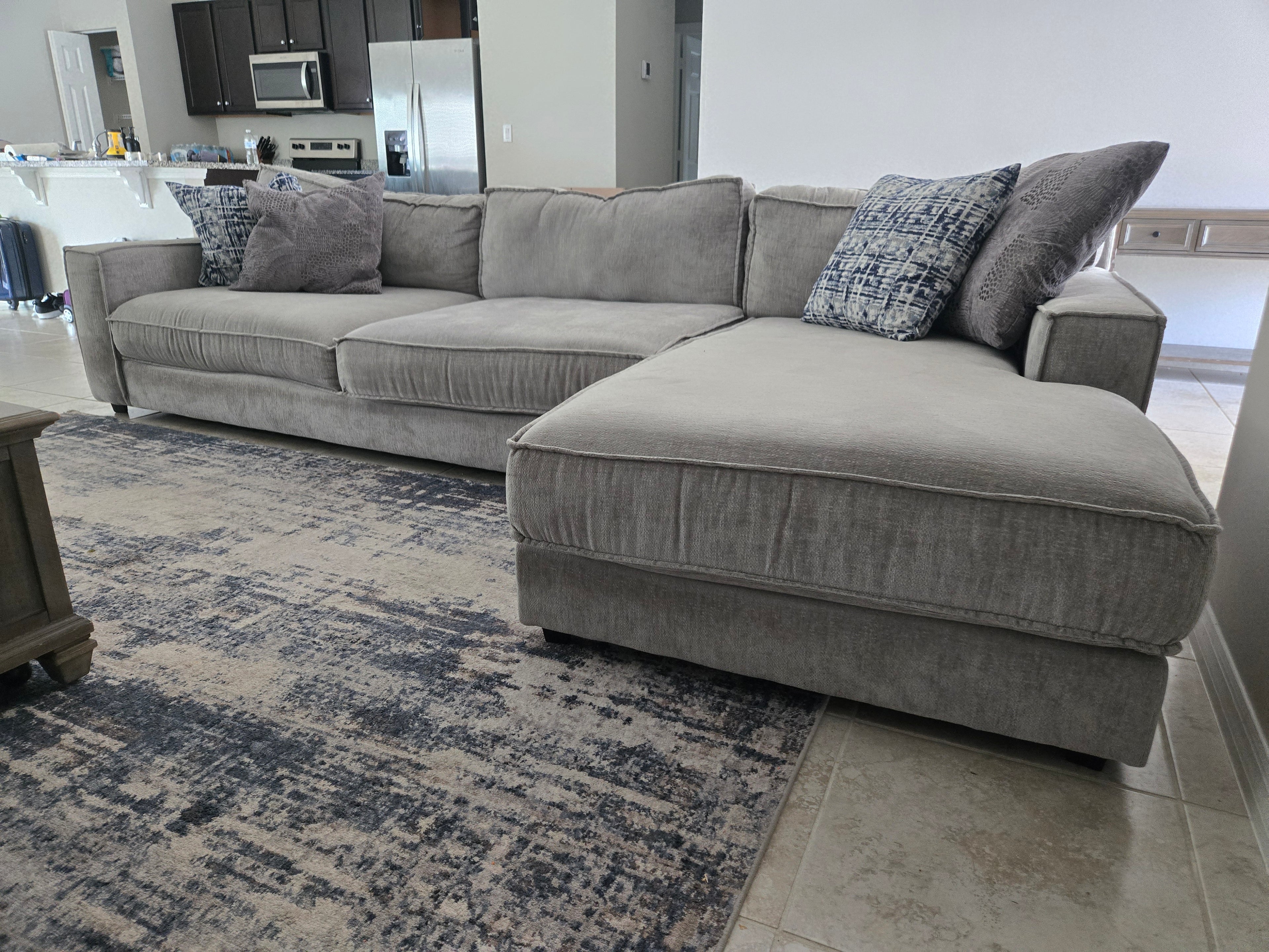 Taylor Gray Fabric Right Chaise Sectional Sofa