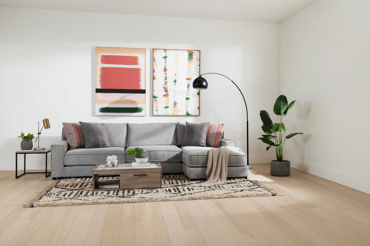 Taylor Gray Fabric Right Chaise Sectional Sofa